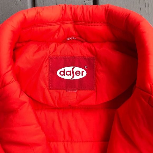 2/$25 🍣 Women’s Slim Puffer Red Orange Down Jacket Snap Buttons Size Medium - Picture 8 of 9